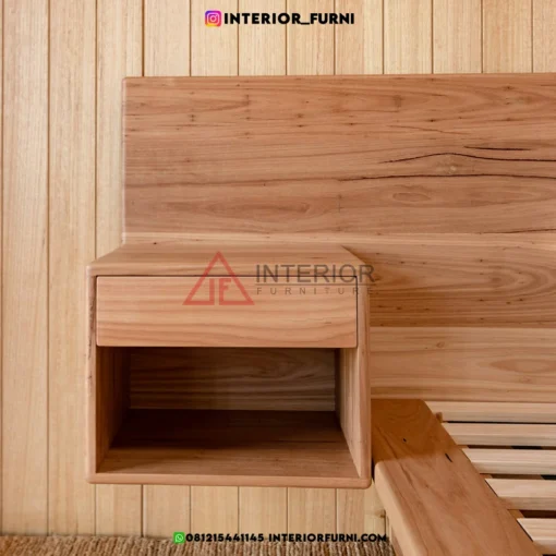 tempat tidur laci minimalis modern kayu