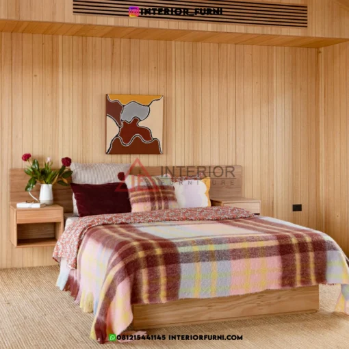 tempat tidur laci minimalis modern kayu