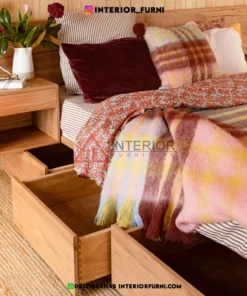tempat tidur laci minimalis modern kayu