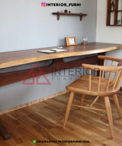 meja komputer kayu trembesi minimalis