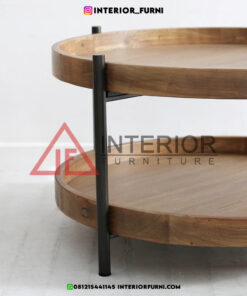 coffee table minimalis modern kayu jati kaki besi