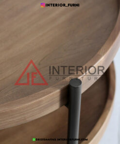 coffee table minimalis modern kayu jati kaki besi