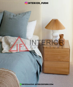 nakas tempat tidur minimalis modern kayu jati