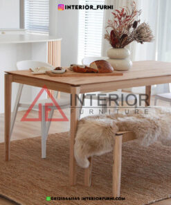 set meja makan dengan bangku minimalis kayu jati