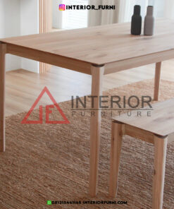 set meja makan dengan bangku minimalis kayu jati