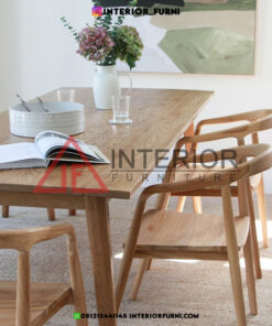 dining set minimalis modern kayu jati solid-meja makan scandinavian-meja makan japandi