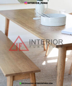 dining set minimalis modern kayu jati solid-meja makan scandinavian-meja makan japandi