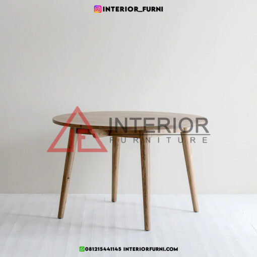 meja makan bulat minimalis modern kayu jati
