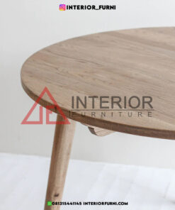 meja makan bulat minimalis modern kayu jati