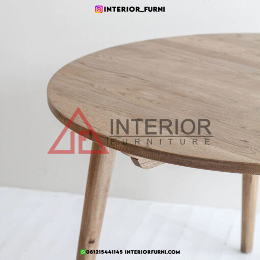 meja makan bulat minimalis modern kayu jati