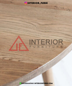 meja makan bulat minimalis modern kayu jati