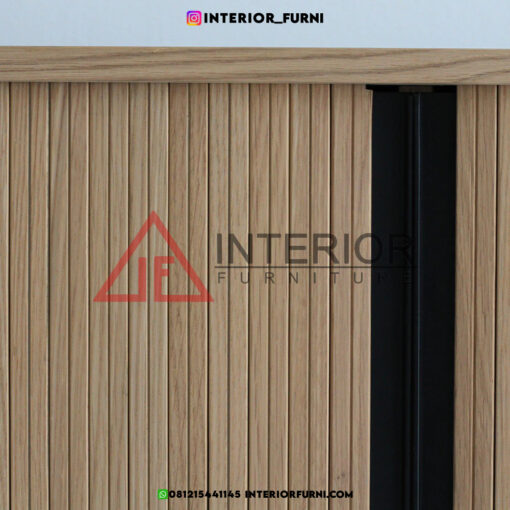 bufet kayu jati minimalis modern pintu geser desain scandinavian