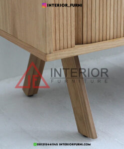 bufet kayu jati minimalis modern pintu geser desain scandinavian