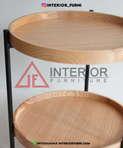 side table minimalis modern kayu jati-side table bulat