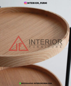 side table minimalis modern kayu jati-side table bulat