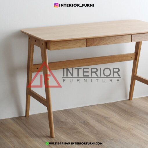 meja kerja minimalis modern kayu jati solid