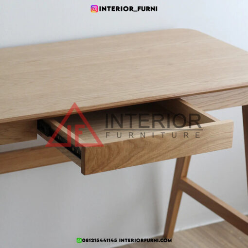meja kerja minimalis modern kayu jati solid