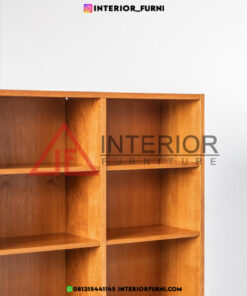 rak buku minimalis kayu jati solid