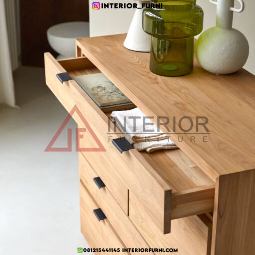 buffet minimalis modern ruang tamu kayu jati solid