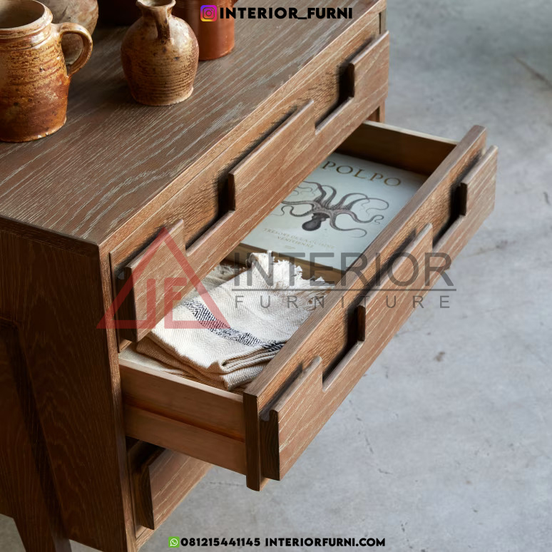 drawer laci minimalis kayu jati solid