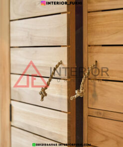 lemari kayu minimalis modern jati solid