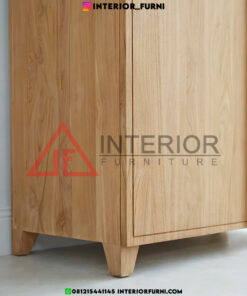 lemari pakaian 2 pintu minimalis modern kayu jati