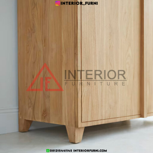 lemari pakaian 2 pintu minimalis modern kayu jati