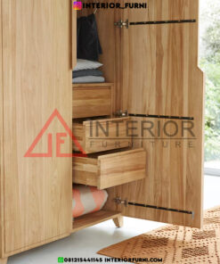 lemari pakaian 2 pintu minimalis modern kayu jati