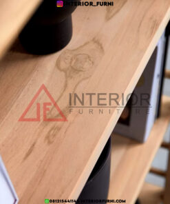 rak buku minimalis modern kayu jati