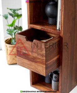 rak dinding tempel tembok minimalis kayu jati