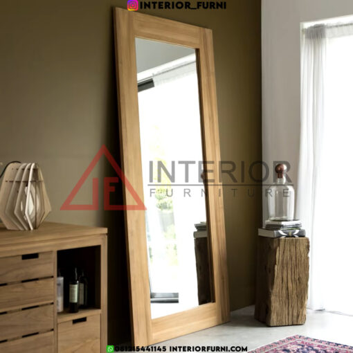 standing mirror minimalis modern kayu jati