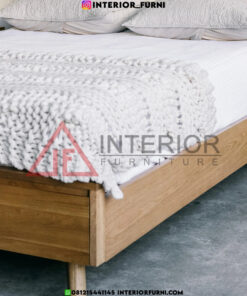 tempat tidur laci kayu jati minimalis modern
