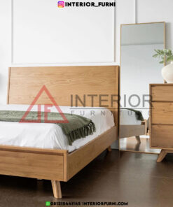tempat tidur laci minimalis kayu jati solid