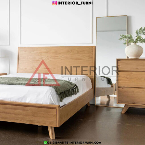 tempat tidur laci minimalis kayu jati solid