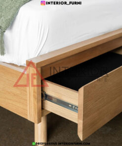 tempat tidur laci minimalis kayu jati solid