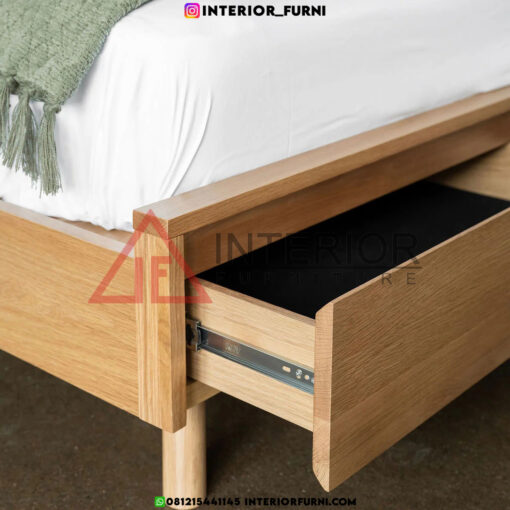 tempat tidur laci minimalis kayu jati solid