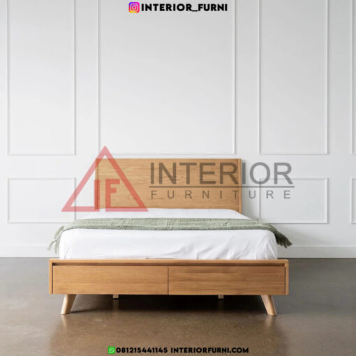 tempat tidur laci minimalis kayu jati solid