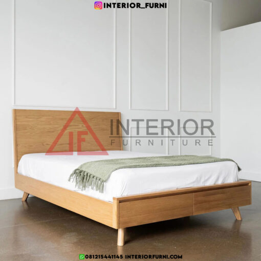 tempat tidur laci minimalis kayu jati solid